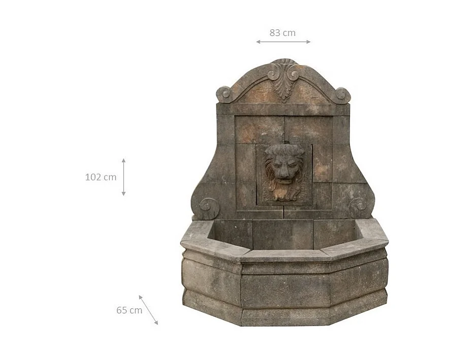 Biscottini Fontaine murale en pierre ancienne 150x125x175 cm - Fontaine de jardin ancienne