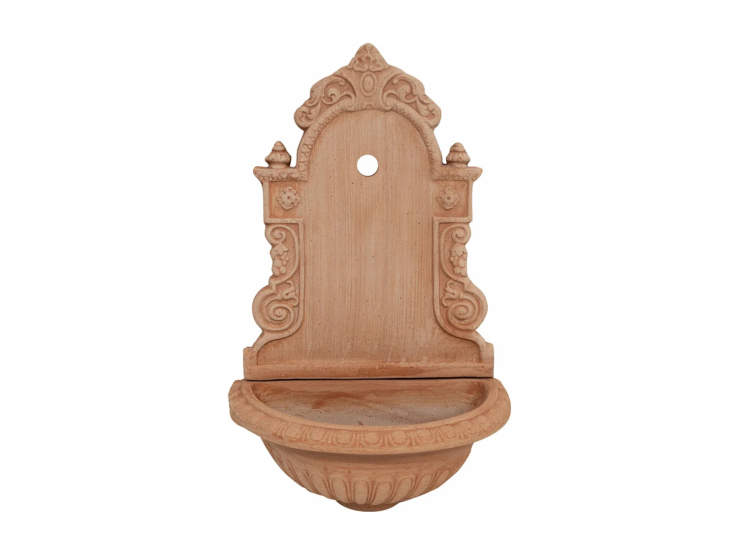 BISCOTTINI - Tradizione Italiana, Fontaine murale rustique d'extérieur, terre cuite toscane, Dimensions 40x64x24 cm