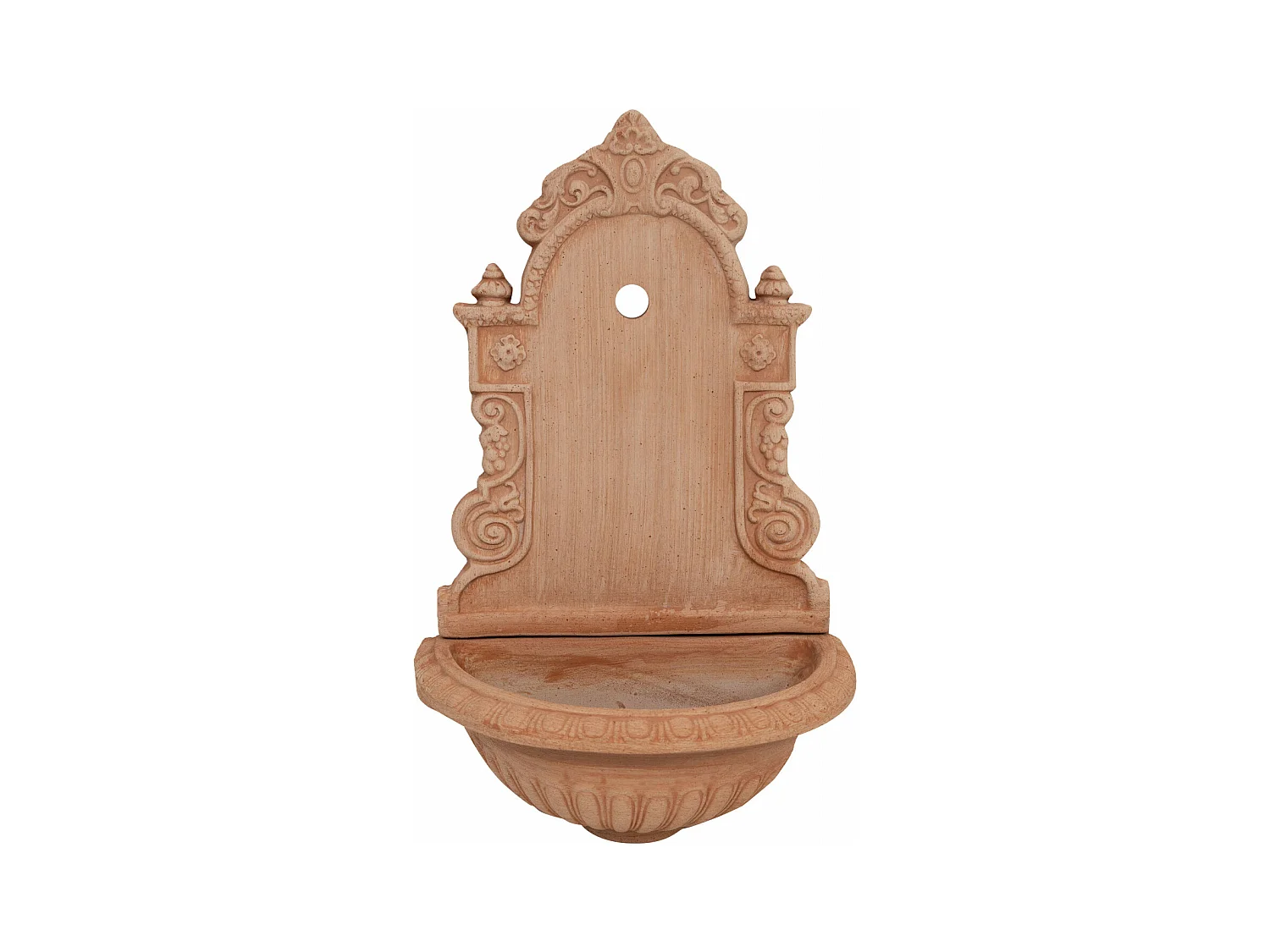 BISCOTTINI - Tradizione Italiana, Fontaine murale rustique d'extérieur, terre cuite toscane, Dimensions 40x64x24 cm
