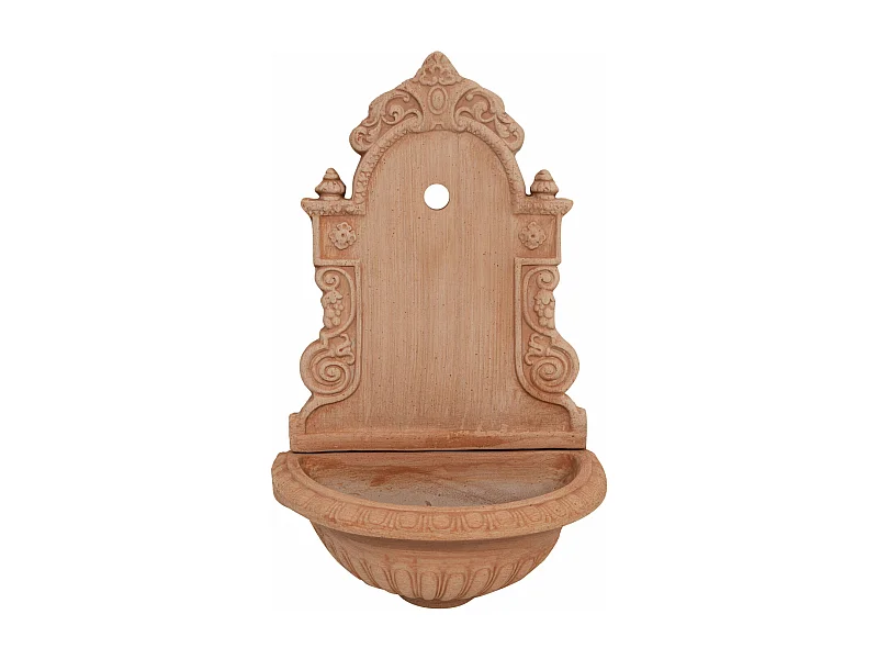 BISCOTTINI - Tradizione Italiana, Fontaine murale rustique d'extérieur, terre cuite toscane, Dimensions 40x64x24 cm
