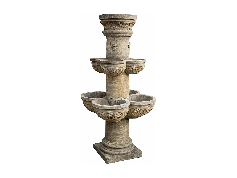 Fontaine avec 8 bassins en pierre naturelle - Grande décoration de jardin - Fontaine d'extérieur - L90xPR90xH160 cm