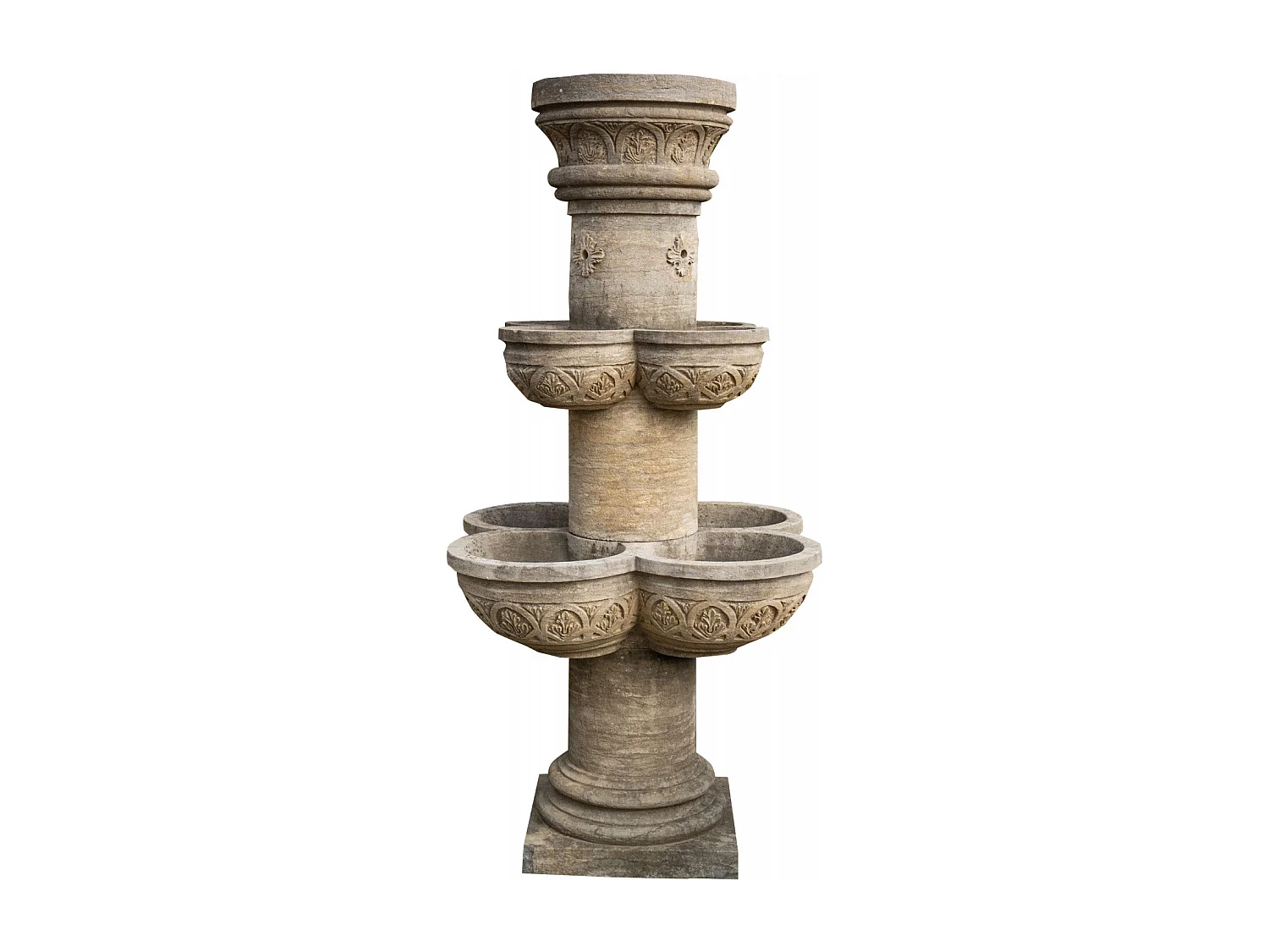 Fontaine avec 8 bassins en pierre naturelle - Grande décoration de jardin - Fontaine d'extérieur - L90xPR90xH160 cm