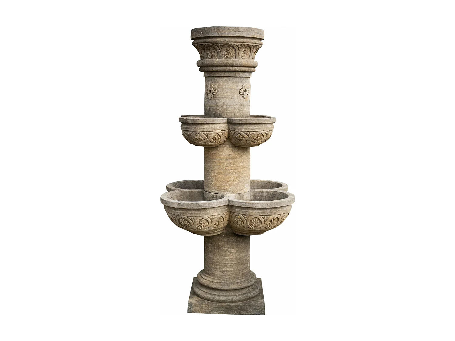 Fontaine avec 8 bassins en pierre naturelle - Grande décoration de jardin - Fontaine d'extérieur - L90xPR90xH160 cm