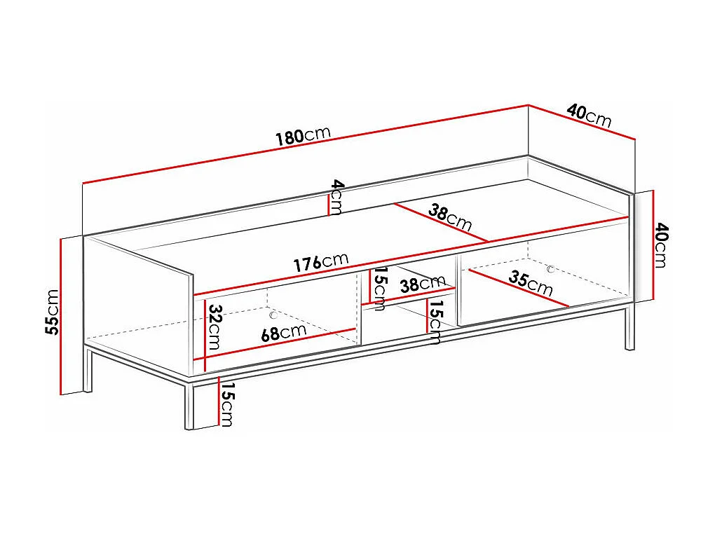 Mesa para TV Comfivo U105, 180x55x40cm