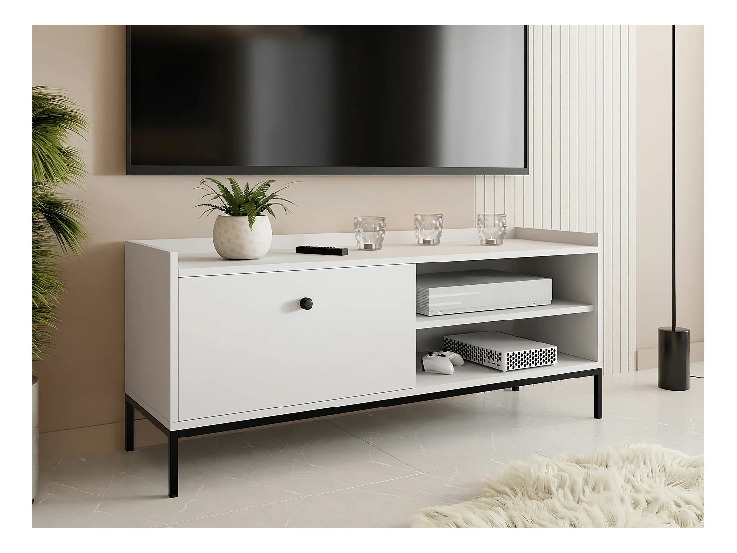 Mobile porta TV Comfivo Etmore 104, Bianco, 140x55x40cm