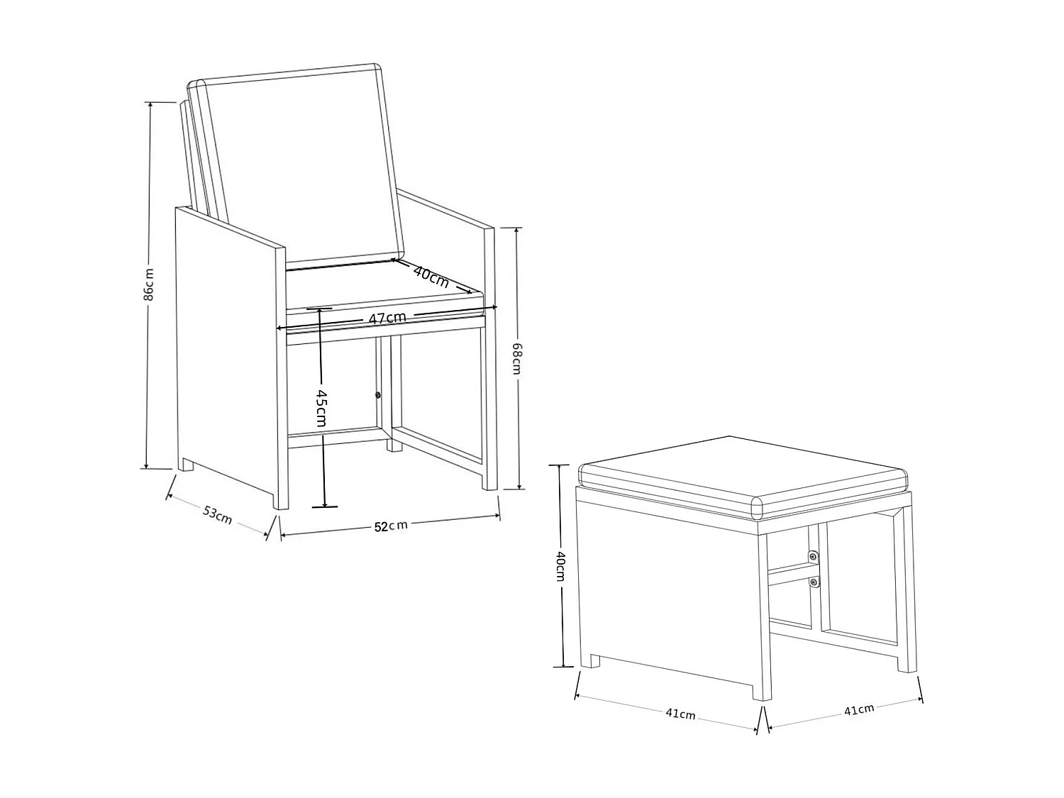 Garden chair Raloso Gray H. 84 x W. 53 x D. 53 cm