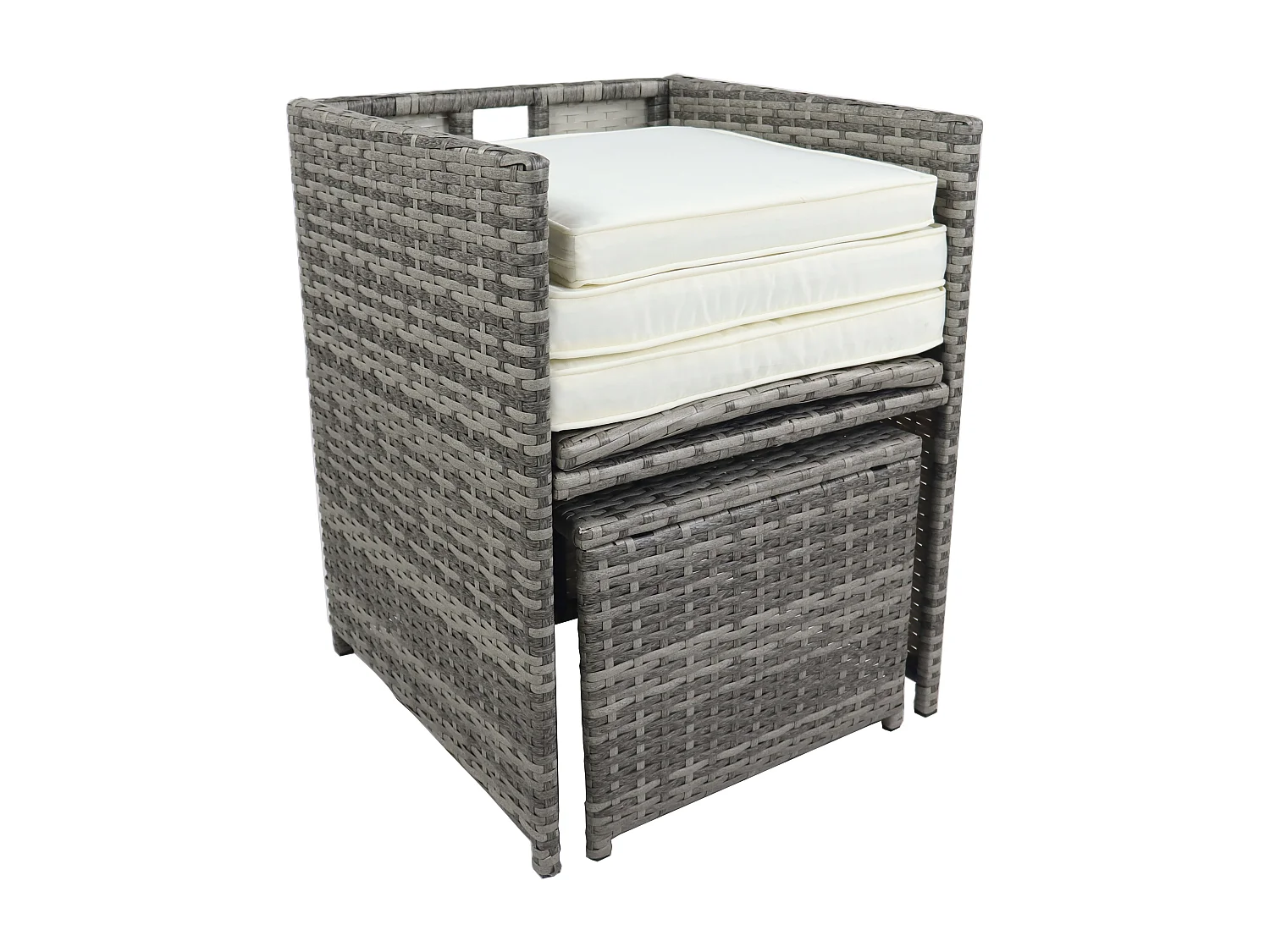 4-tlg Gartenstuhl Rattan Fußauflage Hocker Raloso