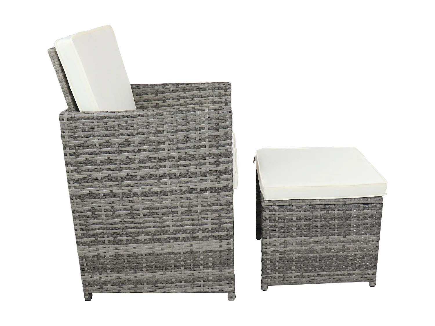 4-tlg Gartenstuhl Rattan Fußauflage Hocker Raloso