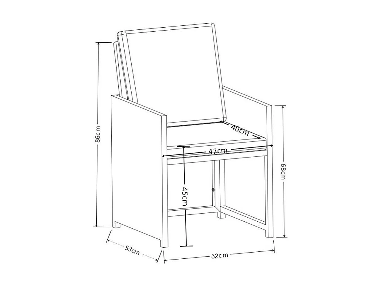 Garden chair Raloso Gray H. 84 x W. 53 x D. 53 cm