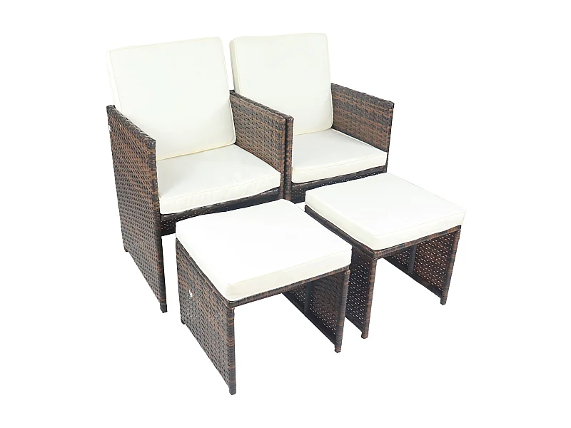 4-tlg Gartenstuhl Rattan Fußauflage Hocker Raloso