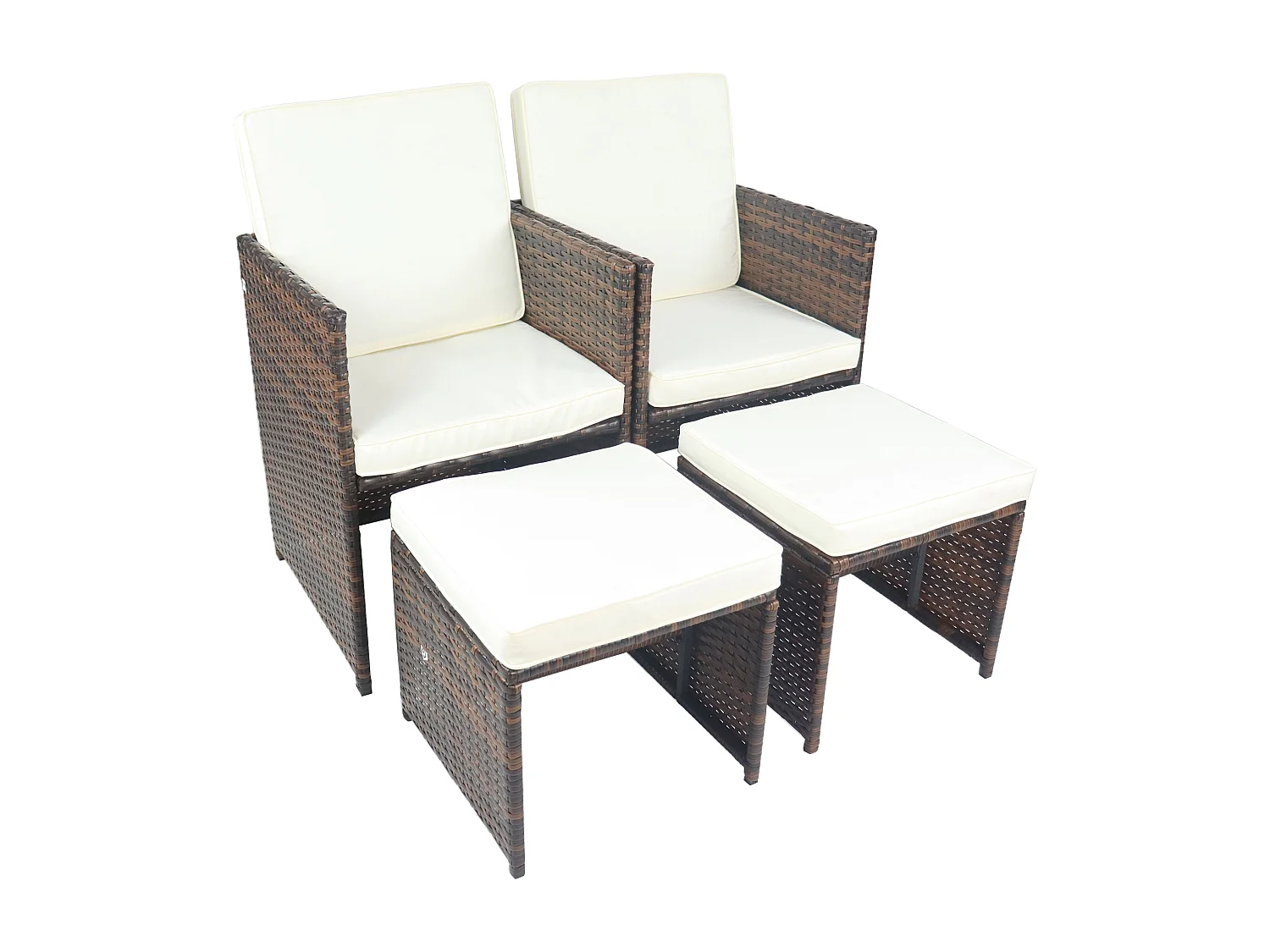 4-tlg Gartenstuhl Rattan Fußauflage Hocker Raloso