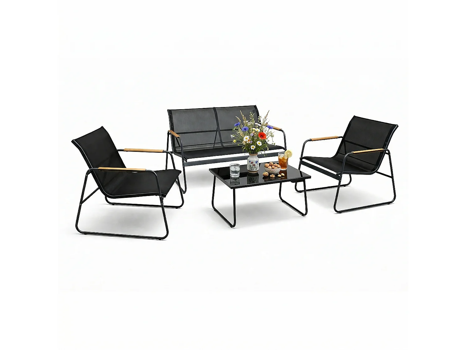 4 pcs. ensemble salon salon de jardin Lexila