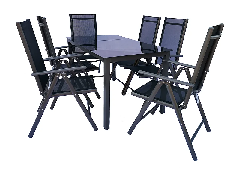 7 tlg. Alu Gartenset Sitzgruppe Tisch Stühle 140SW