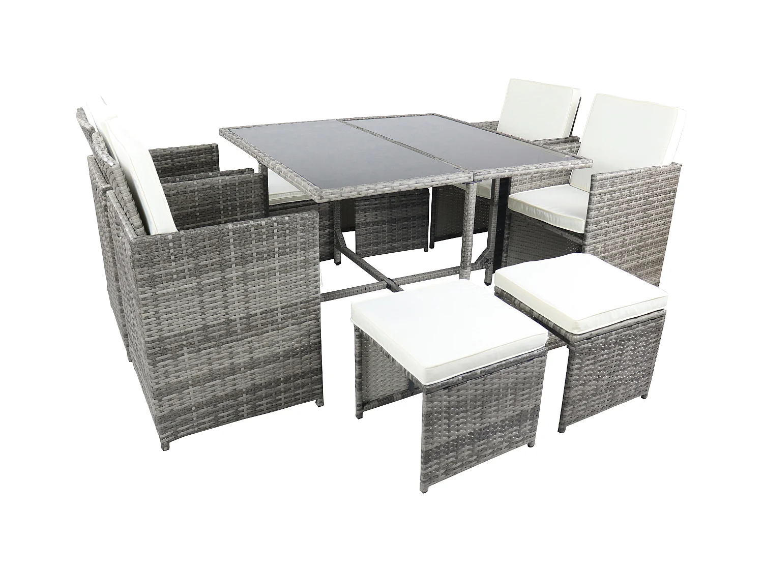 VCM 9-pièces salon de jardin salon de jardin verre table chaises rotin Raloso