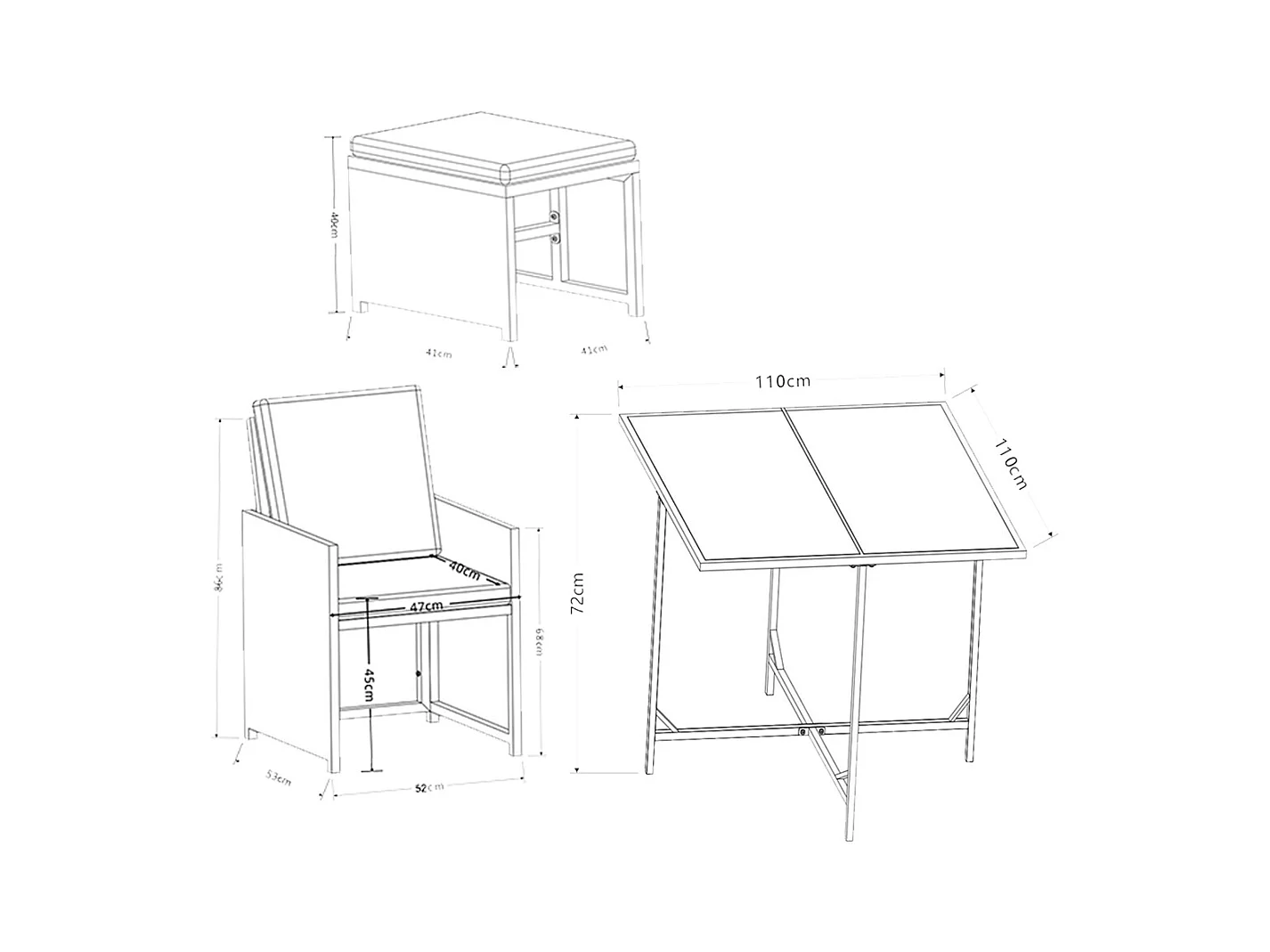 VCM 9-pièces salon de jardin salon de jardin verre table chaises rotin Raloso