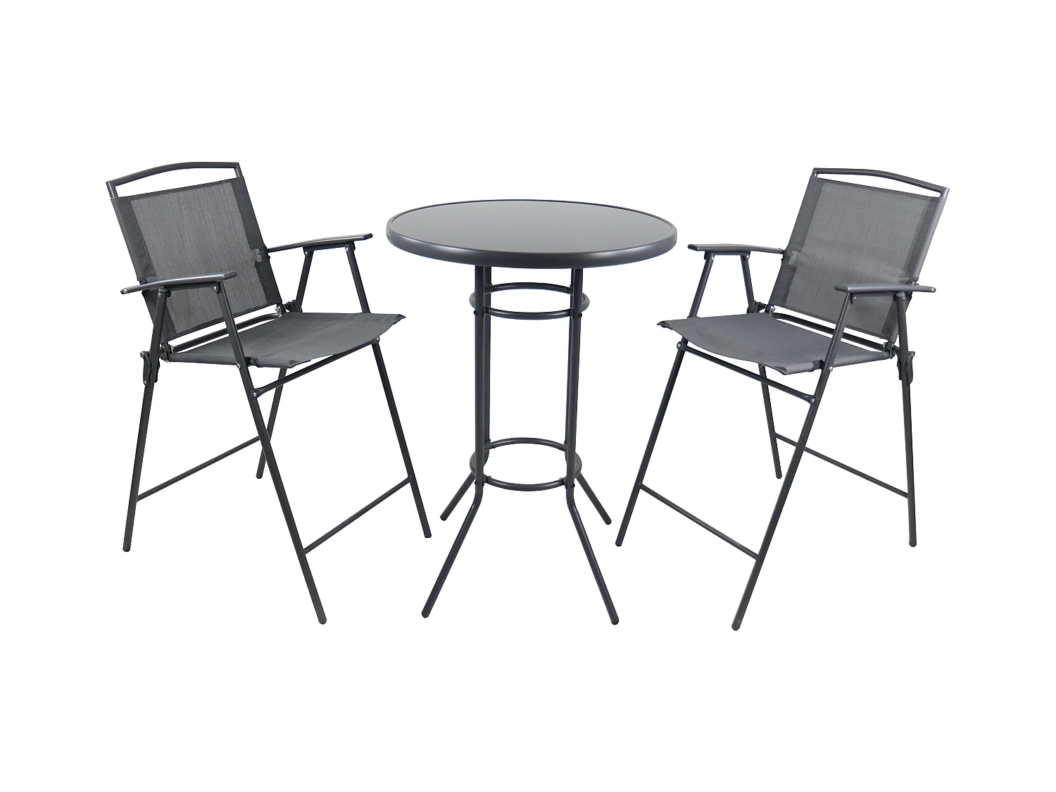 Garden furniture set Garlos Anthracite H. 108 x W. 70 x D. 70 cm