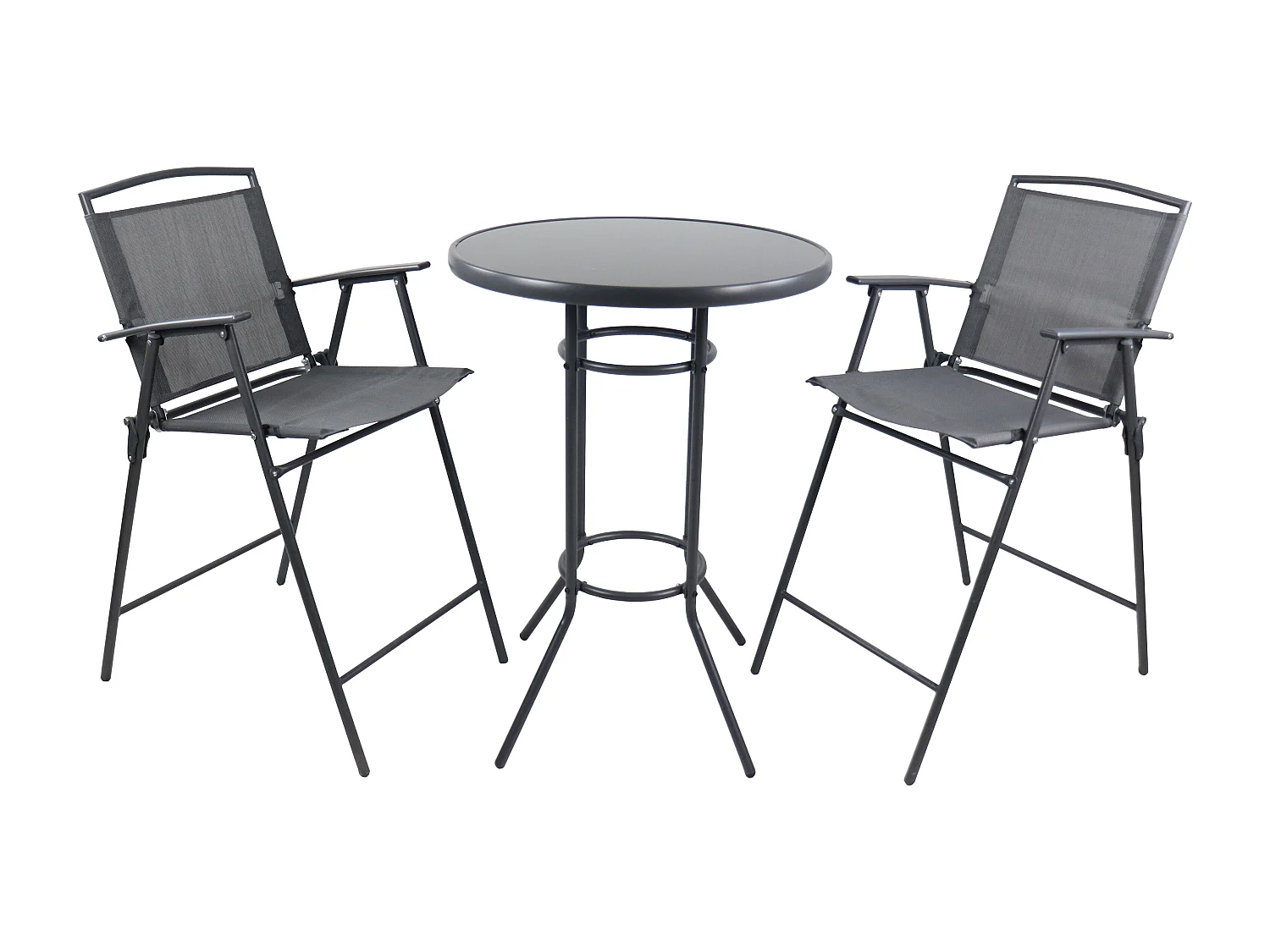 Garden furniture set Garlos Anthracite H. 108 x W. 70 x D. 70 cm