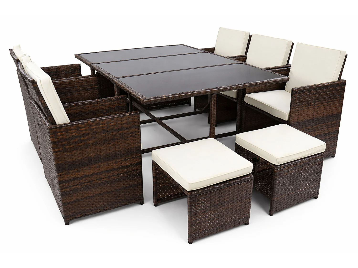 9 pz Gruppo di sedute Mobili da giardino Set Rattan