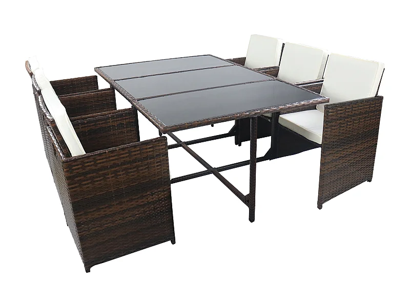 9-tlg Sitzgruppe Gartenmöbel Set Rattan Raloso