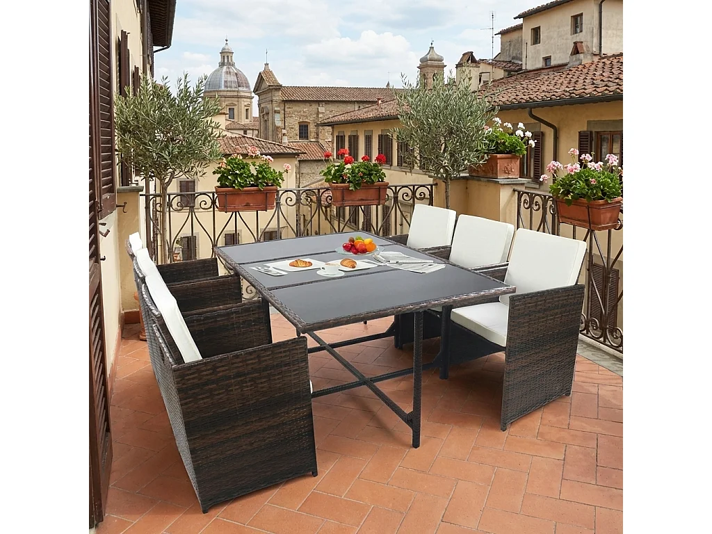 Tuinmeubelset Raloso H. 74 x L. 170 x P. 110 cm Bruin
