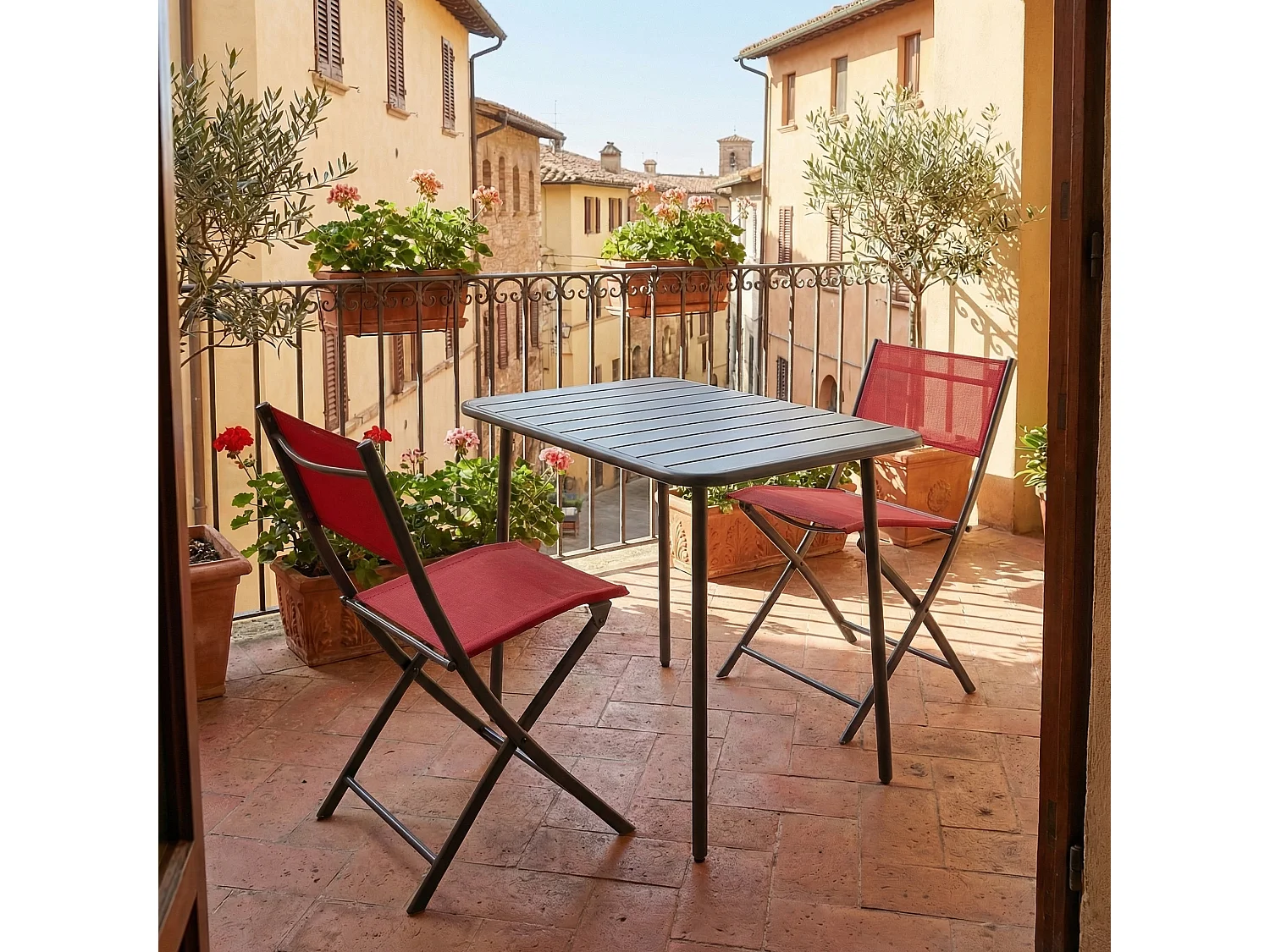 3 tlg. Bistroset Balkonset Gartenset Metall Sumila
