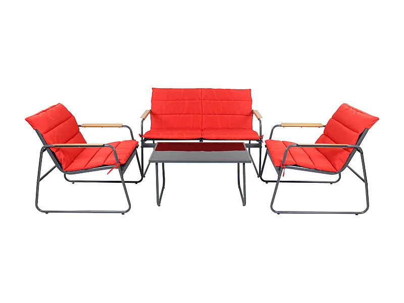 4 tlg. Set Lounge Balkon Gartenmöbel Lexila