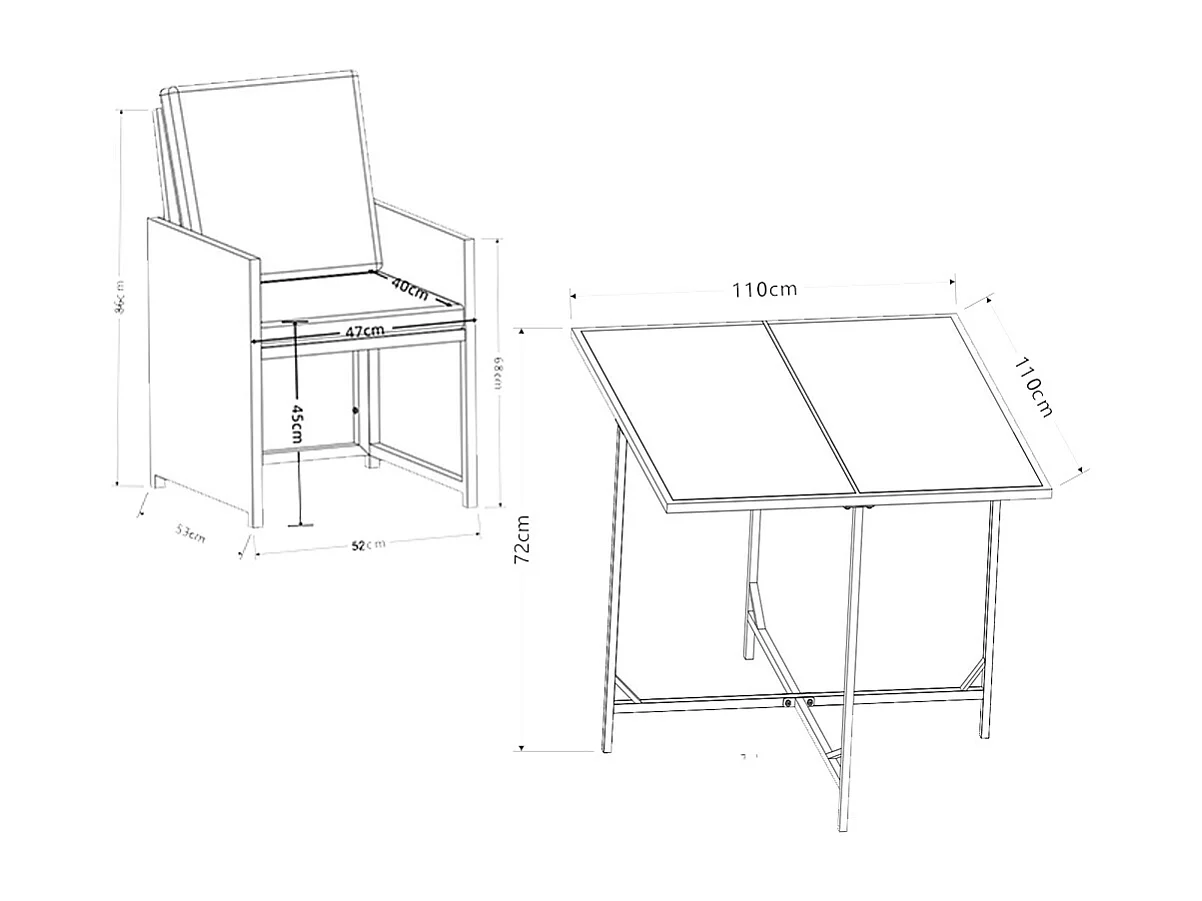 Set di mobili da giardino 5 pezzi in rattan