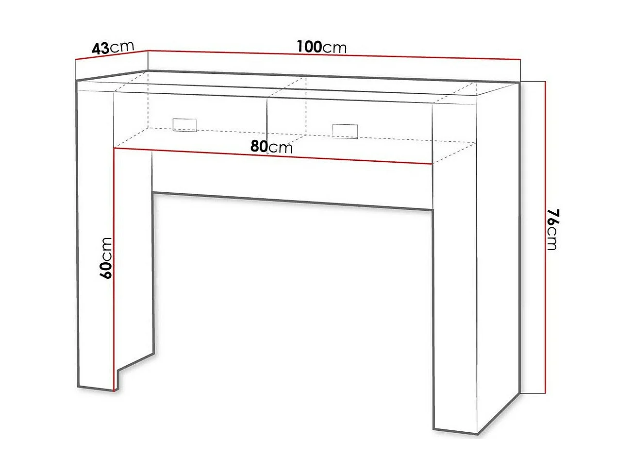 Consolle Melfeli 113, Sonoma quercia, 76x100x43cm, Con cassetti