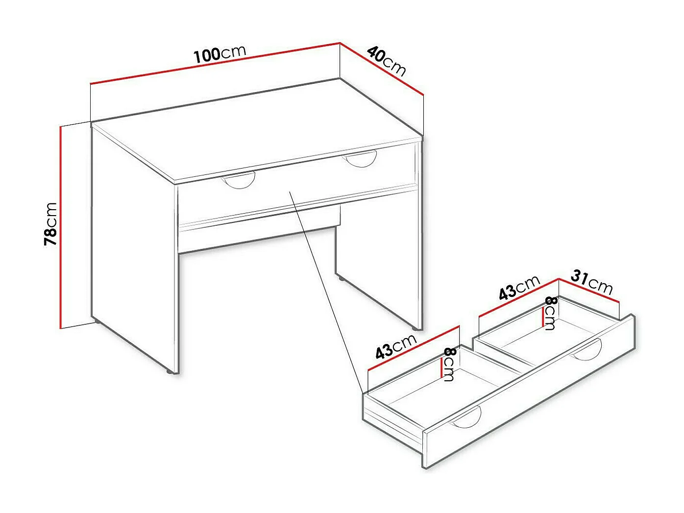 Consolle Comfivo Levevai 106, Nero|D'oro, 78x100x40cm, Con cassetti