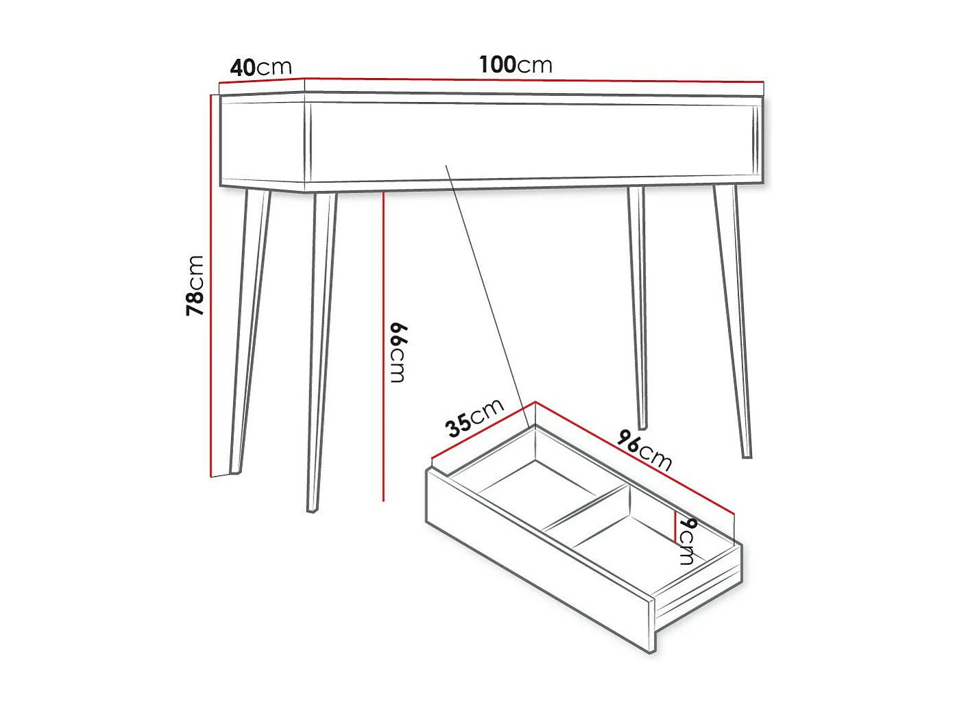 Aparador Comfivo F106, Com gavetas, 78x100x40cm
