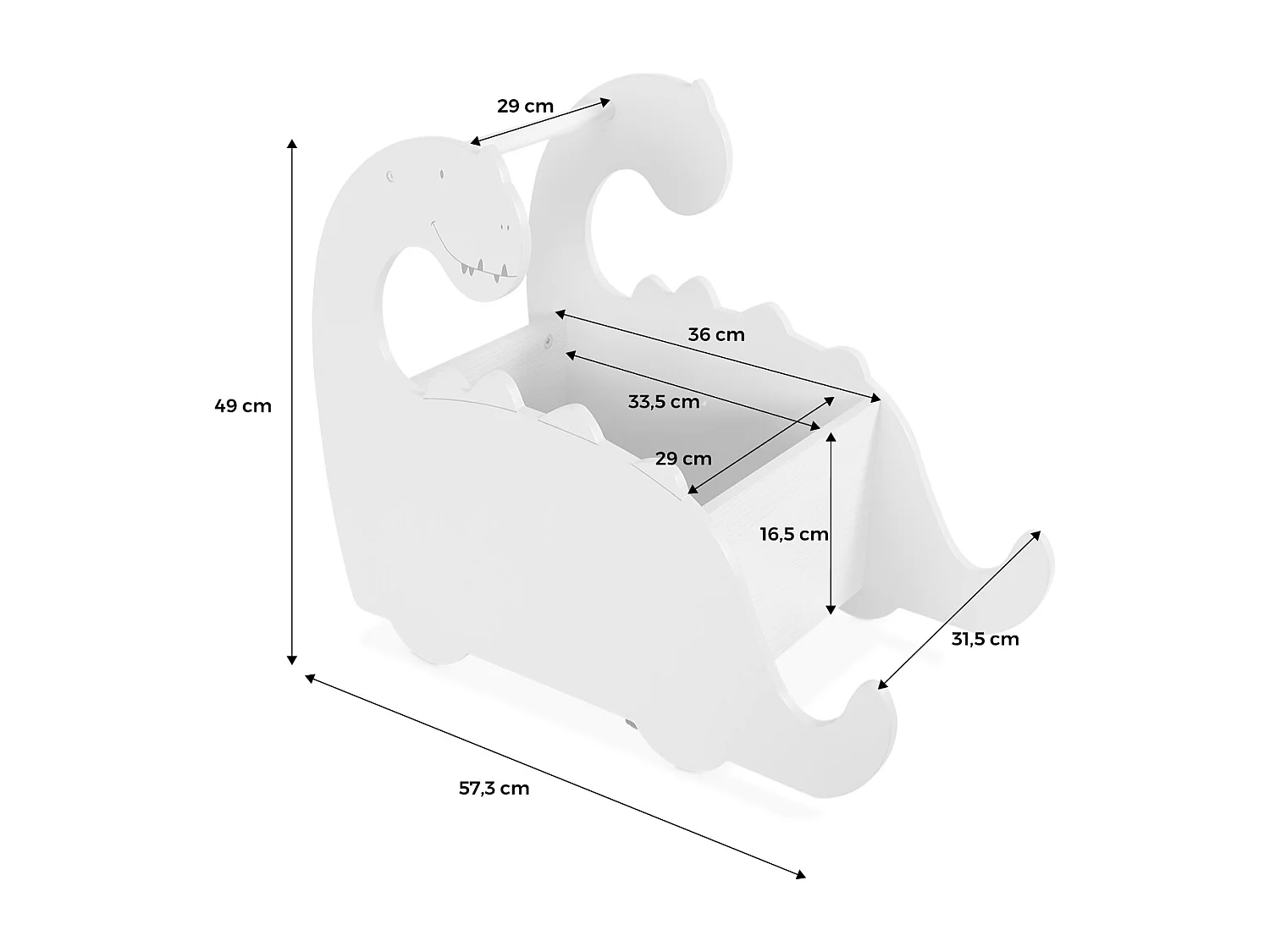 Coffre à jouets avec roulettes. pour enfant dinosaure