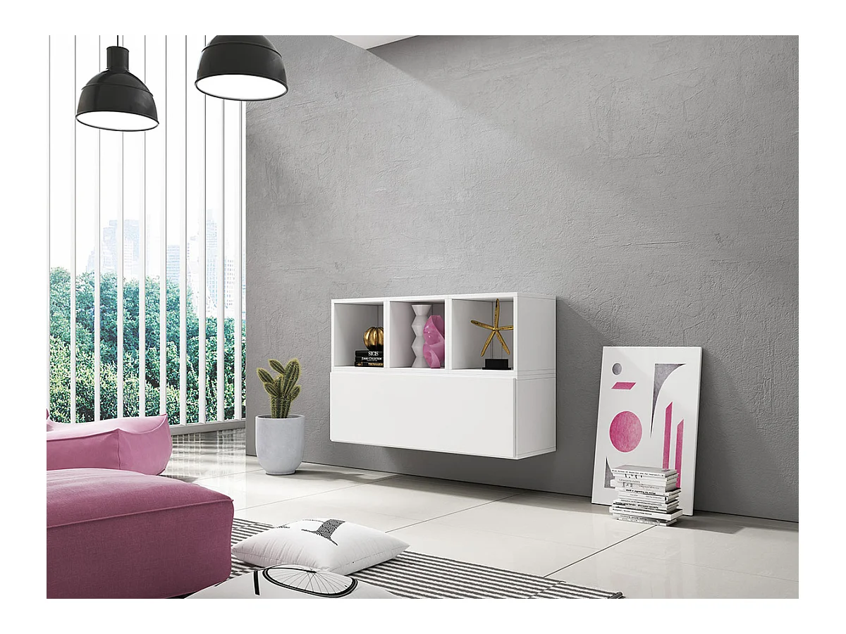Ensemble d'armoires Corbele 117, Blanc, 76x113x39cm, Stratifié|MDF