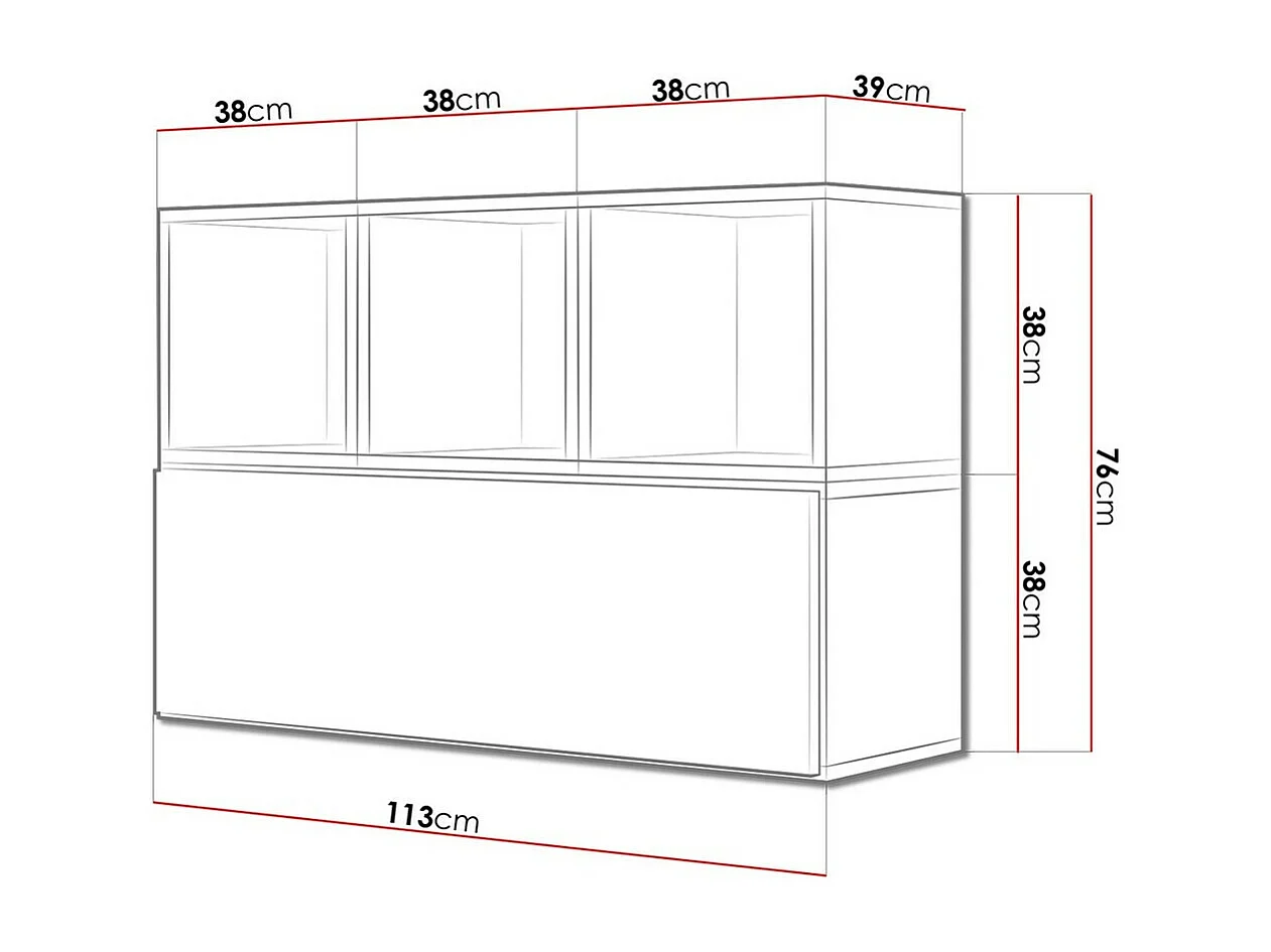Aparador Charlotte C117, Wotan roble|Antracita, 113x39cm, MDF|Aglomerado laminado