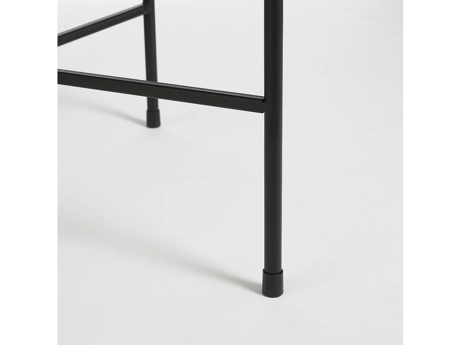Lot de table d'appoint de jardin en métal et bambou et rotin - 53 x Ø45 - Marron, noir - LEANDRO