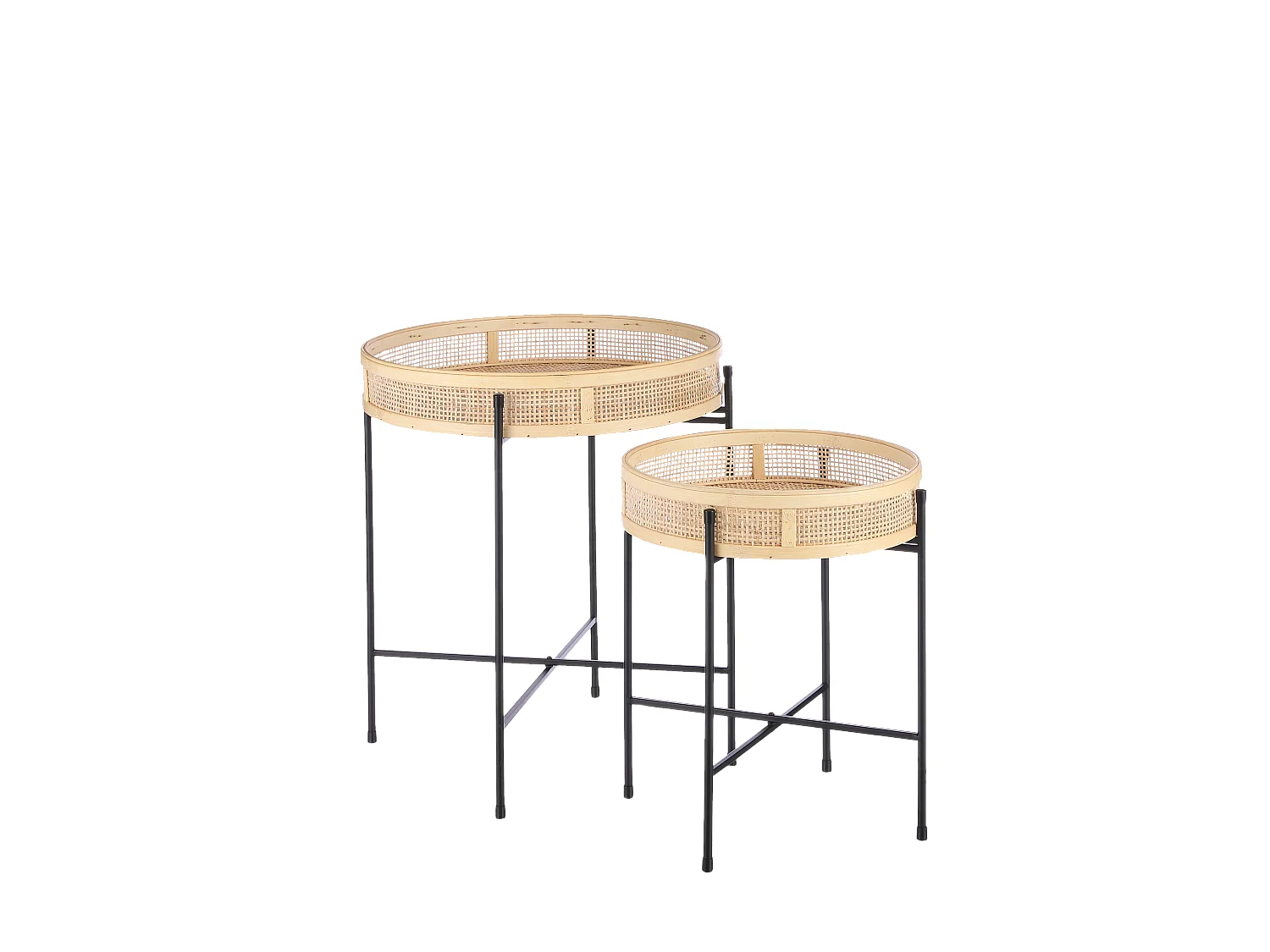 Lote de mesa auxiliar de exterior de Metal - 53 x Ø45 - Marrón, negro - LEANDRO