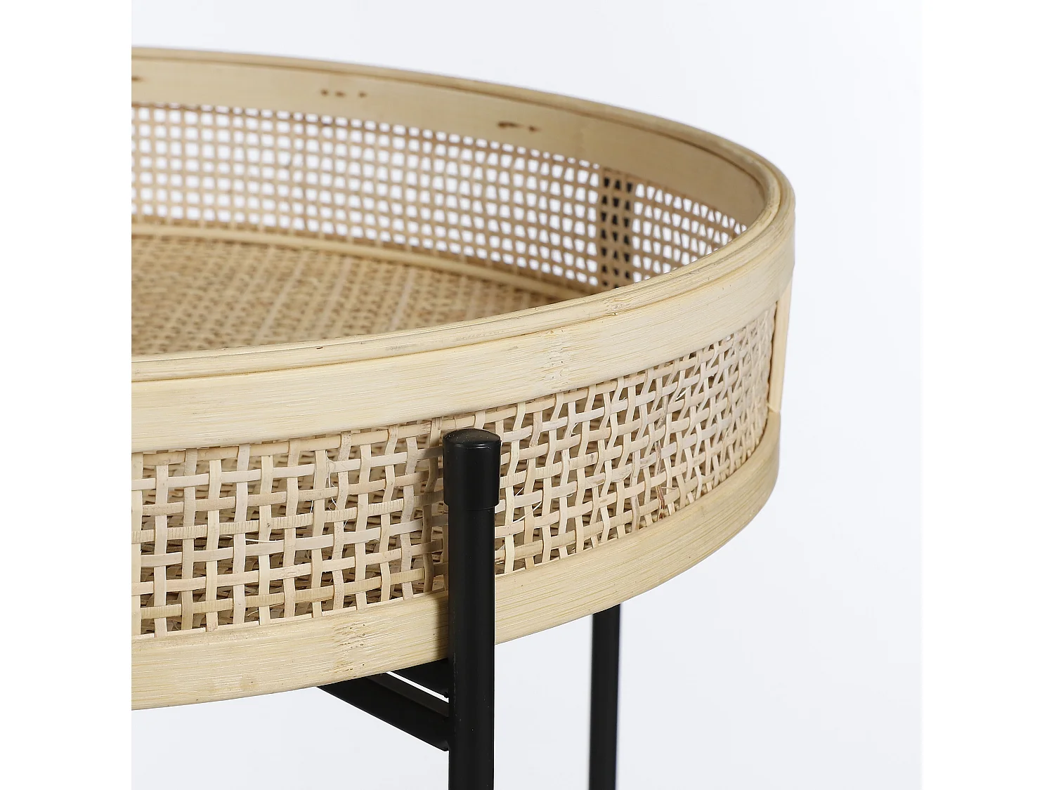 Lote de mesa auxiliar de exterior de Metal - 53 x Ø45 - Marrón, negro - LEANDRO