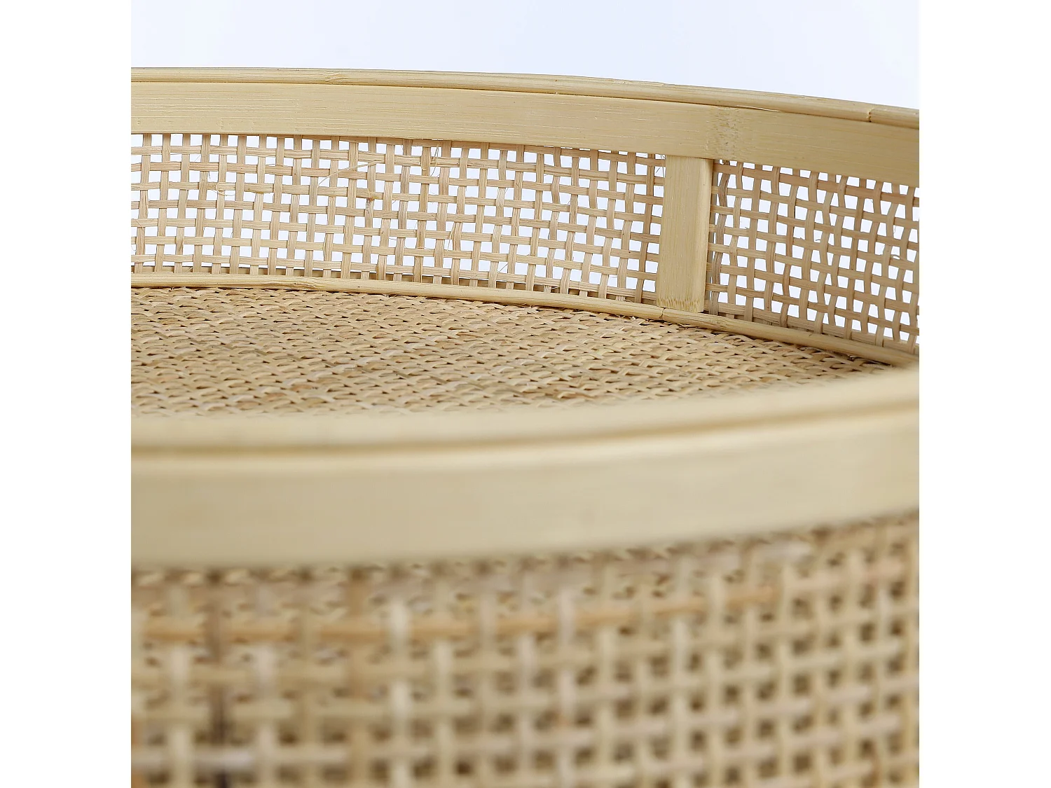 Gartenbeistelltisch-Set aus Eisen und Bambus und Rattan - 45 x Ø45 - Braun, Schwarz - LEANDRO