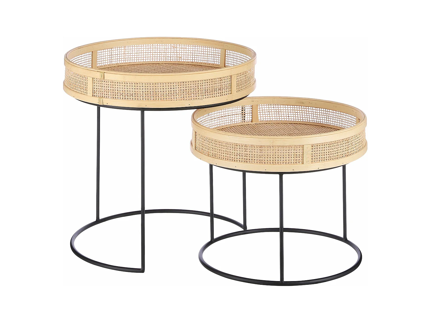 Lote de mesa auxiliar de exterior de Metal - 45 x Ø45 - Marrón, negro - LEANDRO