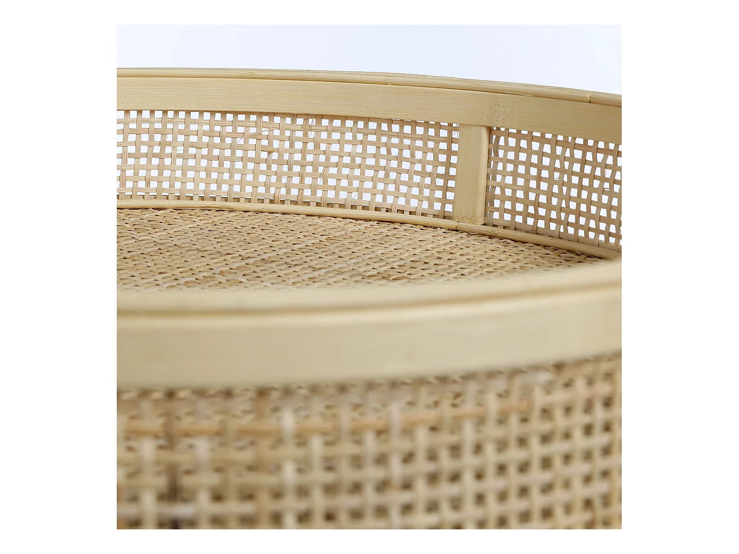 Lot de table d'appoint de jardin en métal et bambou et rotin - 45 x Ø45 - Marron, noir - LEANDRO