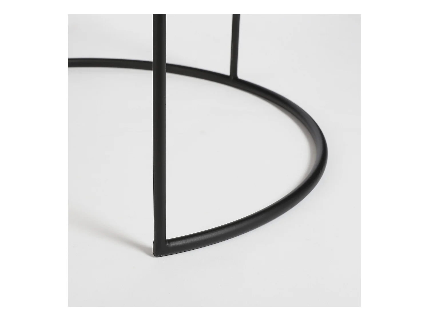 Lot de table d'appoint de jardin en métal et bambou et rotin - 45 x Ø45 - Marron, noir - LEANDRO