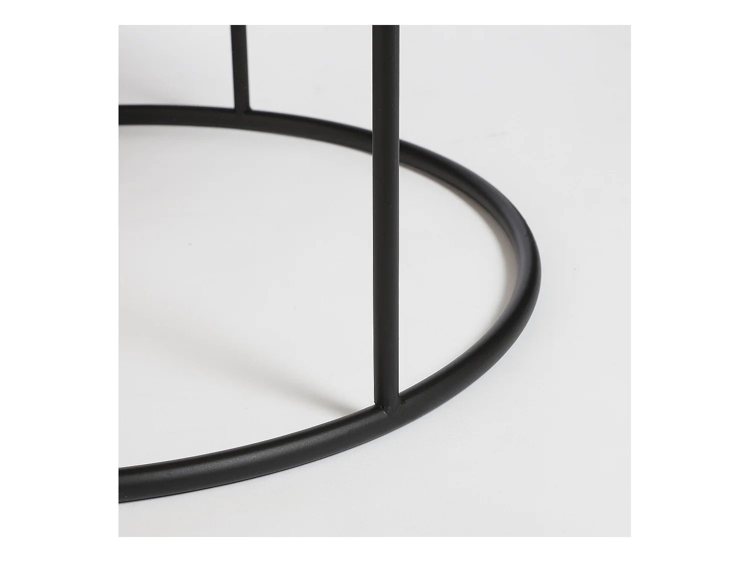 Lot de table d'appoint de jardin en métal et bambou et rotin - 45 x Ø45 - Marron, noir - LEANDRO