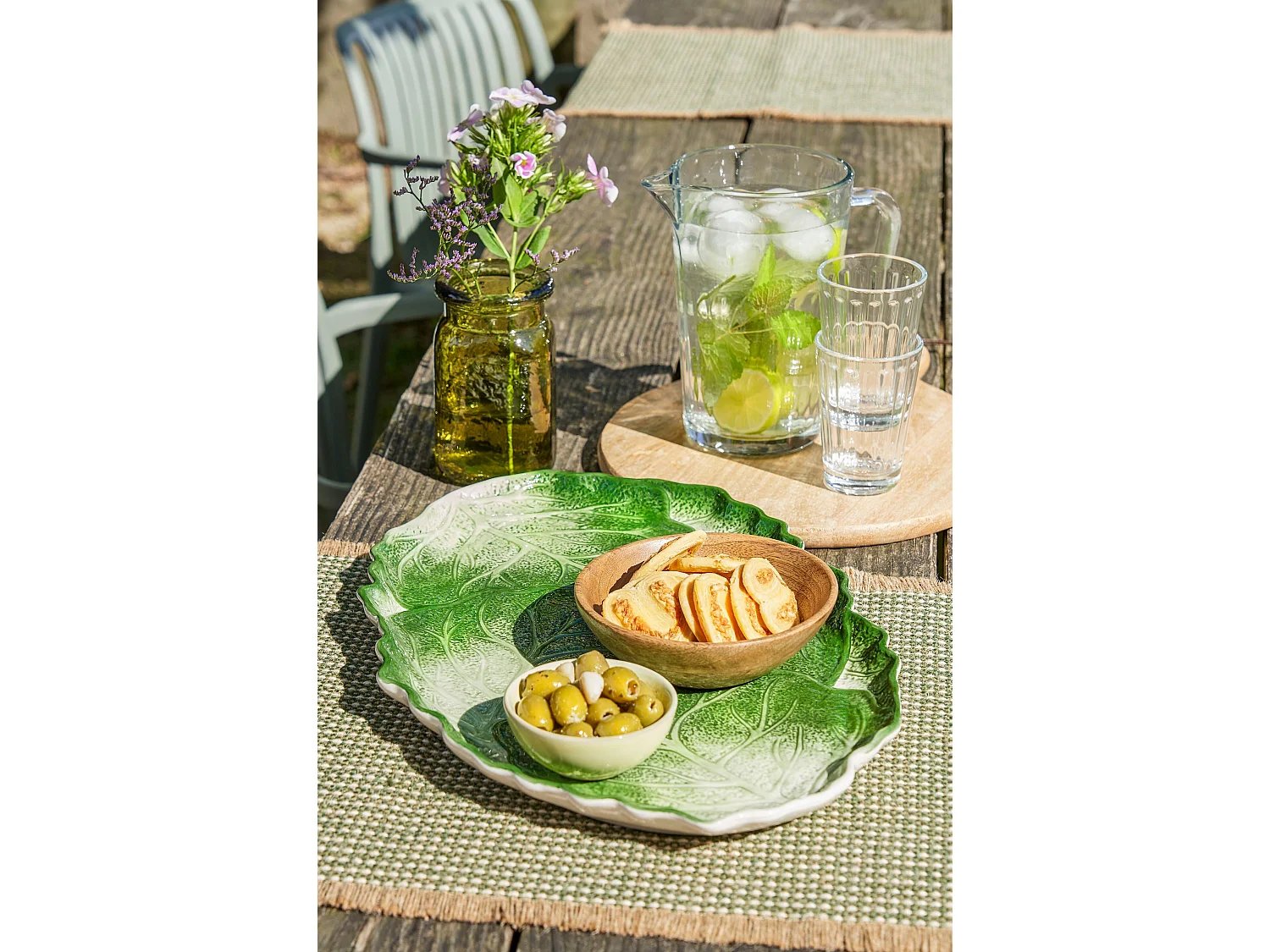 Bord van keramiek - 43 x 29 x 3 - Donkergroen -