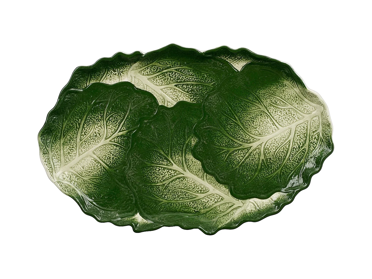 Assiette en céramique - 43 x 29 x 3 - Vert foncé -