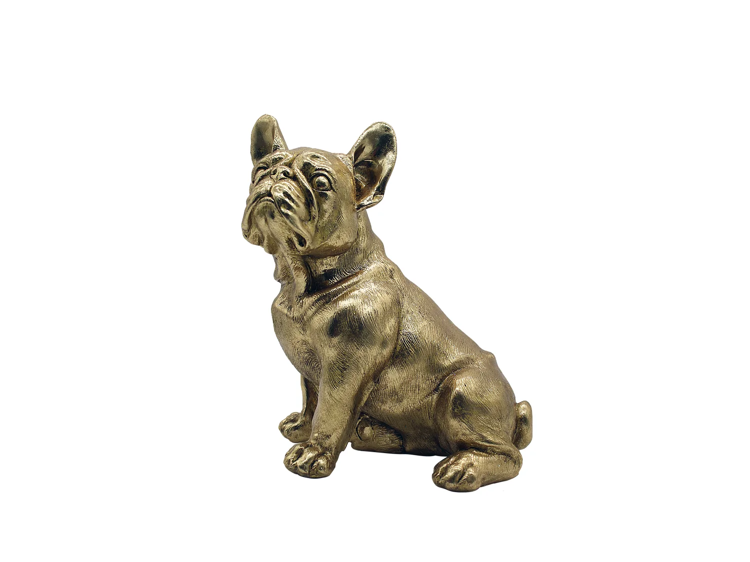 Statue chien bouledogue doré 24,5x27,5cm