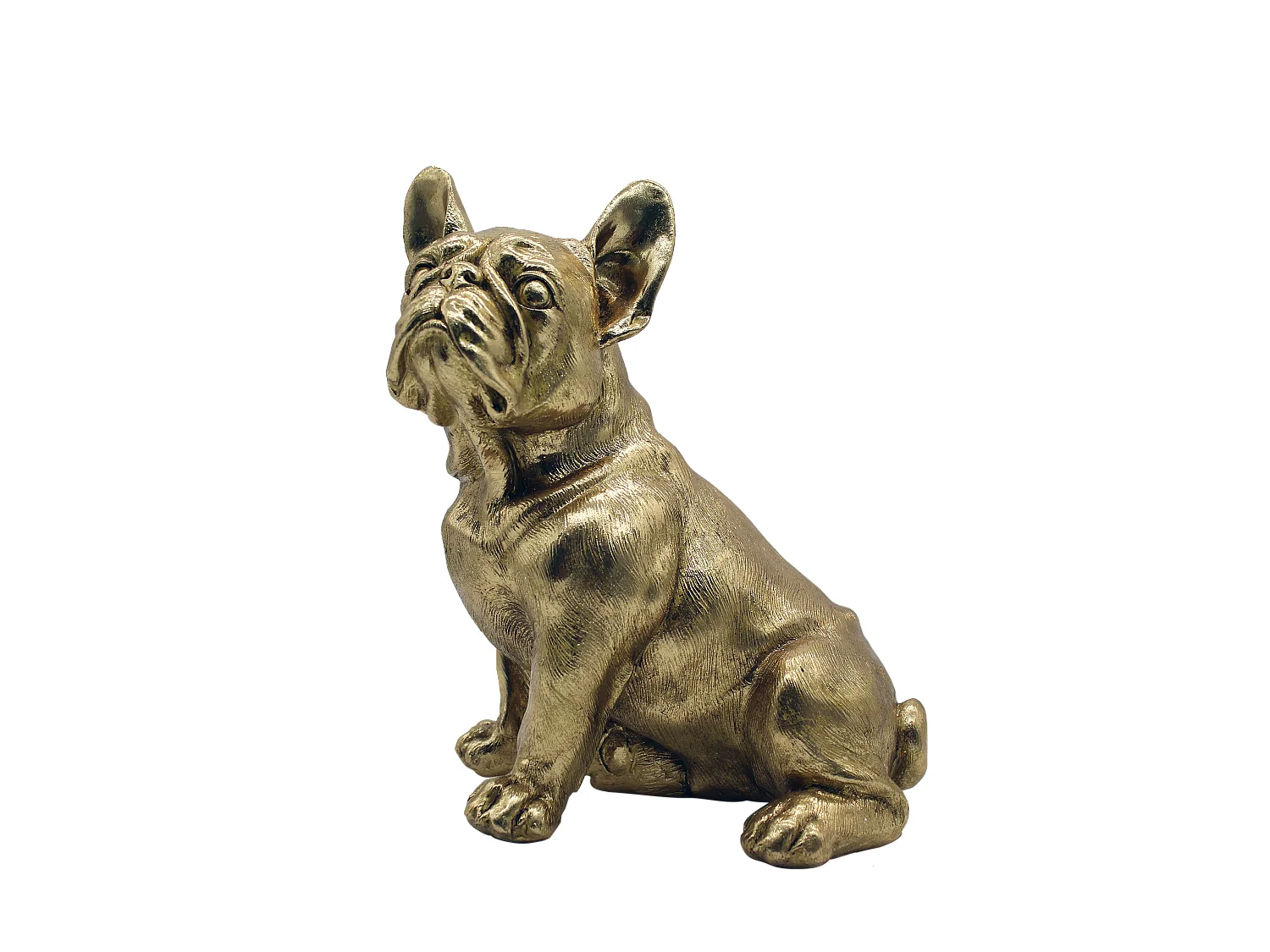 Statue chien bouledogue doré 24,5x27,5cm