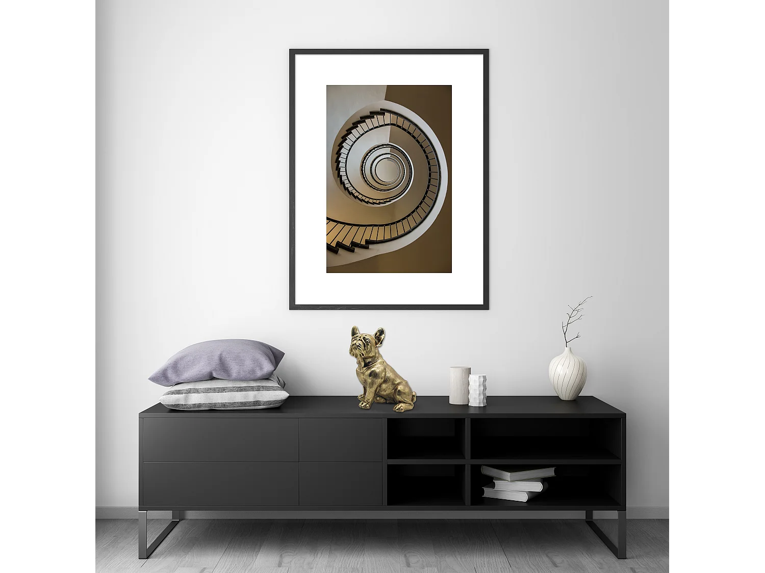 Statue chien bouledogue doré 24,5x27,5cm