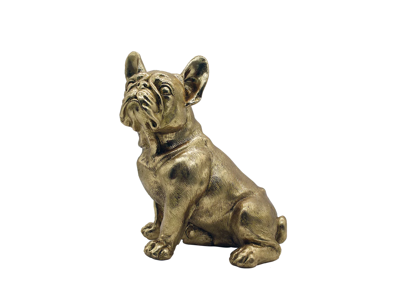Statue chien bouledogue doré 24,5x27,5cm