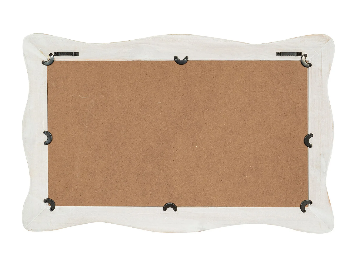 Tableau mural rectangulaire avec cadre en bois finition blanc antique 62x2x38 EcritBlanc