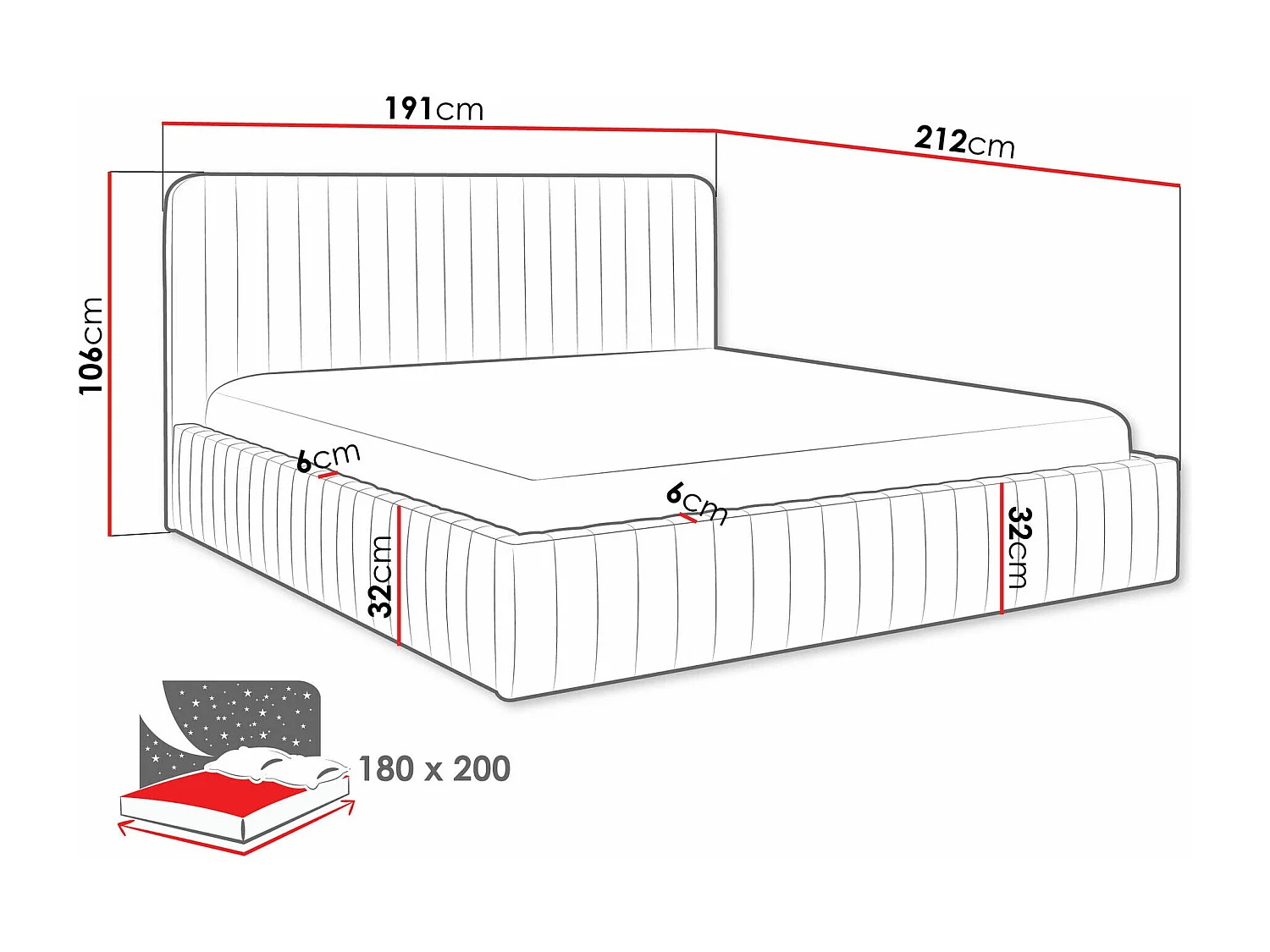 Cama TrendyNest 108, Casal, Turquesa, Tecido, Estrados de cama