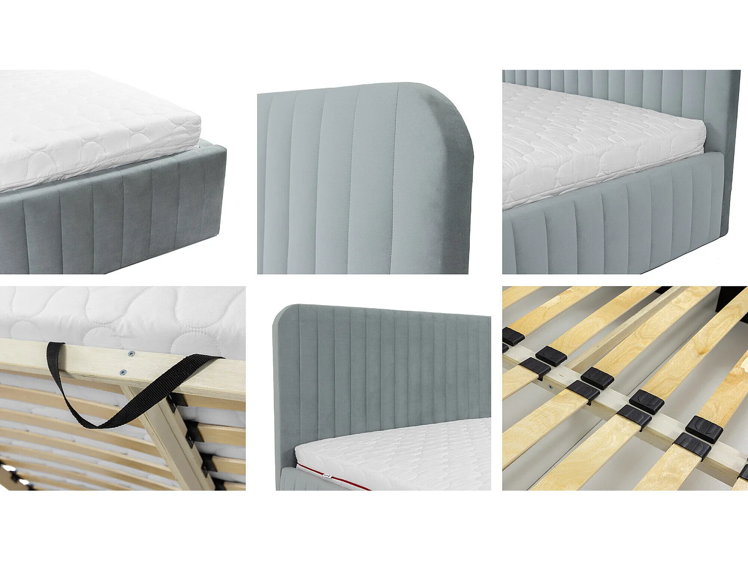 Cama TrendyNest 108, Casal, Cinzento, Tecido, Estrados de cama